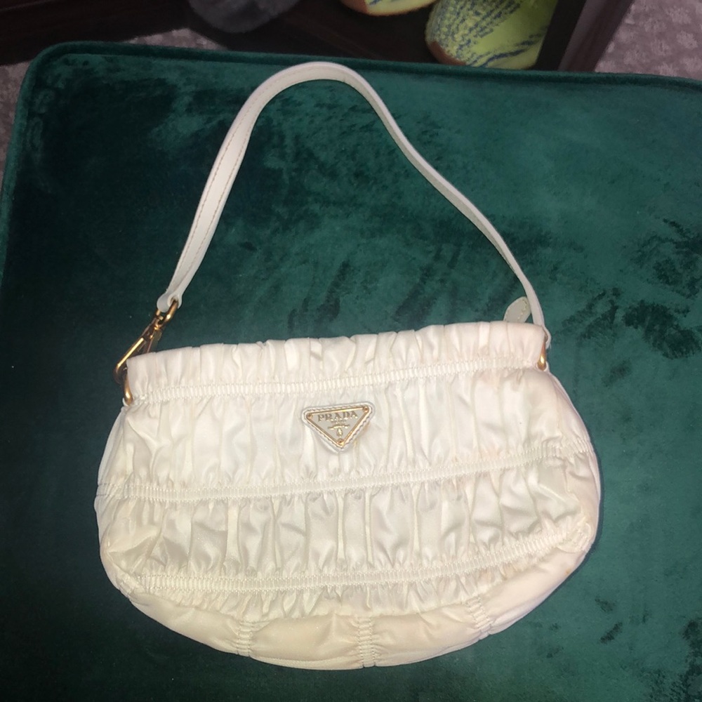 small white prada shoulder bag